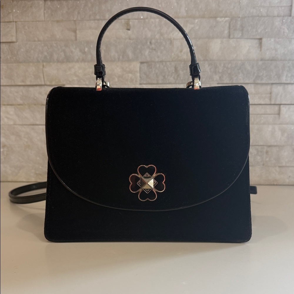 Kate Spade Odette Black Velvet Satchel